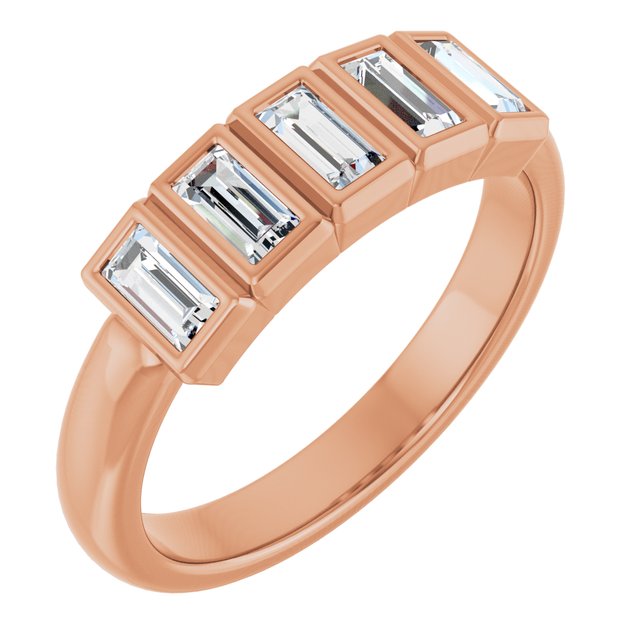 Bezel-Set Five-Stone Anniversary Band — 10K Rose Gold