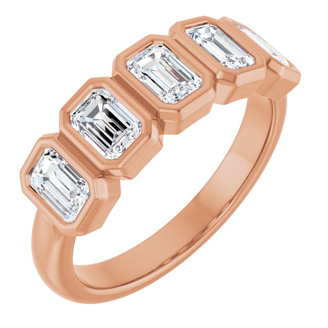 Bezel-Set Five-Stone Diamond Anniversary Band — 10K Rose Gold