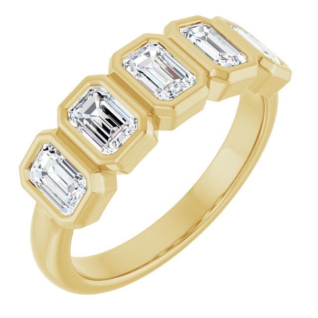 Bezel-Set Five-Stone Diamond Anniversary Band — 10K Yellow Gold