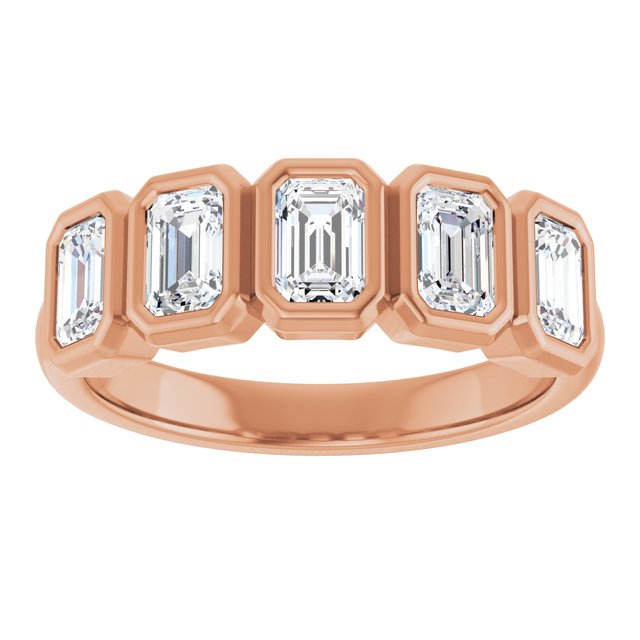 Bezel-Set Five-Stone Diamond Anniversary Band — 10K Rose Gold