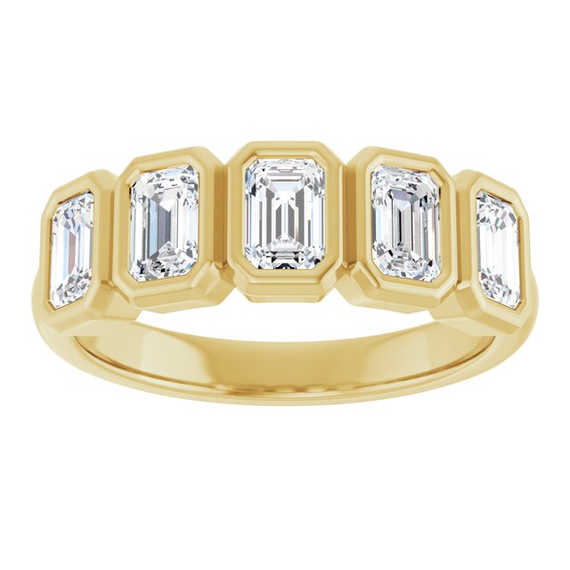 Bezel-Set Five-Stone Diamond Anniversary Band — 10K Yellow Gold
