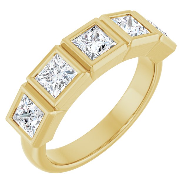 Bezel-Set Five-Stone Anniversary Band — 10K Yellow Gold