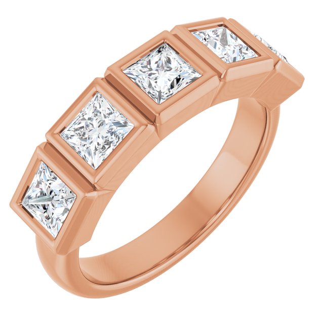 Bezel-Set Five-Stone Anniversary Band — 10K Rose Gold