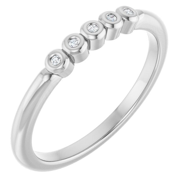 Bezel-Set Five-Stone Diamond Anniversary Band — 10K White Gold