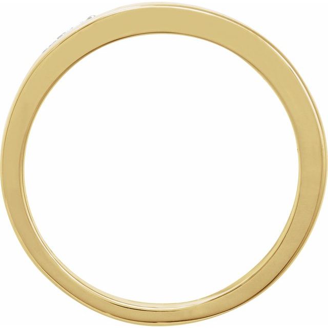Wide Flat-Top Single-Prong Diamond Accent Band Ring — 14K Yellow Gold Vermeil