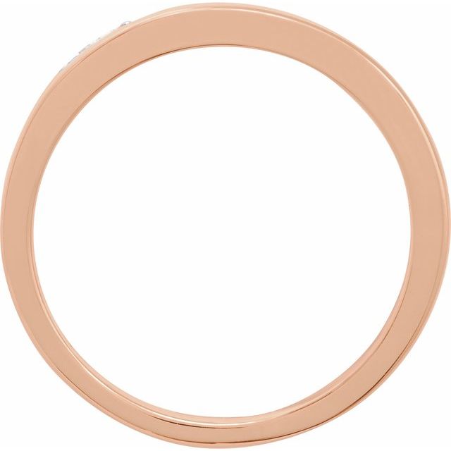 Wide Flat-Top Single-Prong Diamond Accent Band Ring — 14K Rose Gold