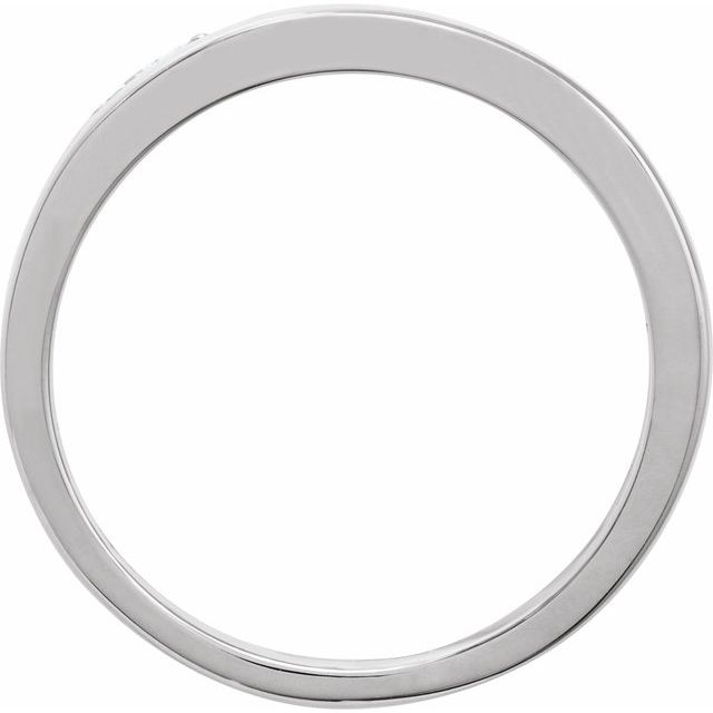 Wide Flat-Top Single-Prong Diamond Accent Band Ring — Sterling Silver