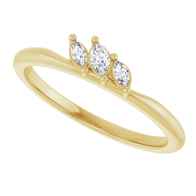 126931 / Ring / Set / 14K Yellow / Natural Diamond / Marquise / 3.5 X 2 Mm / Natural Diamond / Polished / 1/8 Ctw Natural Diamond Three-Stone Stackable Ring