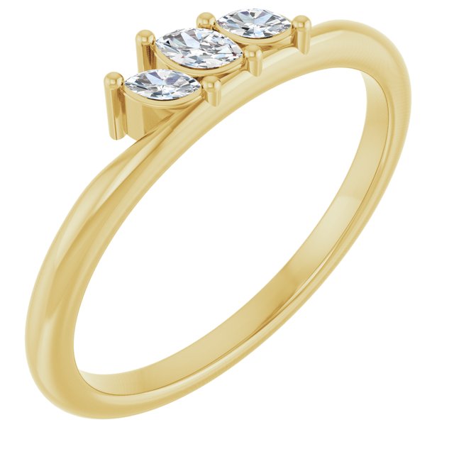 Natural Diamond Tilted Three-Stone Ring