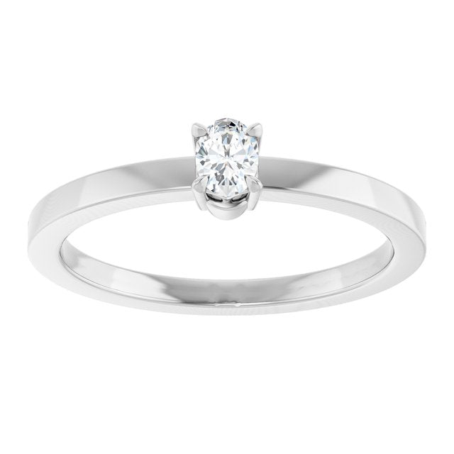 126935 / Ring / Set / 14K White / Lab-Grown Diamond / Oval / 4 X 3 Mm / Polished / 1/6 Ct Lab-Grown Diamond Solitaire Ring