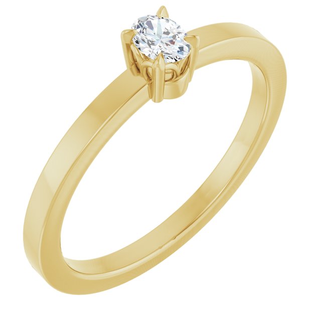 126935 / Ring / Set / 14K Yellow / Lab-Grown Diamond / Oval / 4 X 3 Mm / Polished / 1/6 Ct Lab-Grown Diamond Solitaire Ring