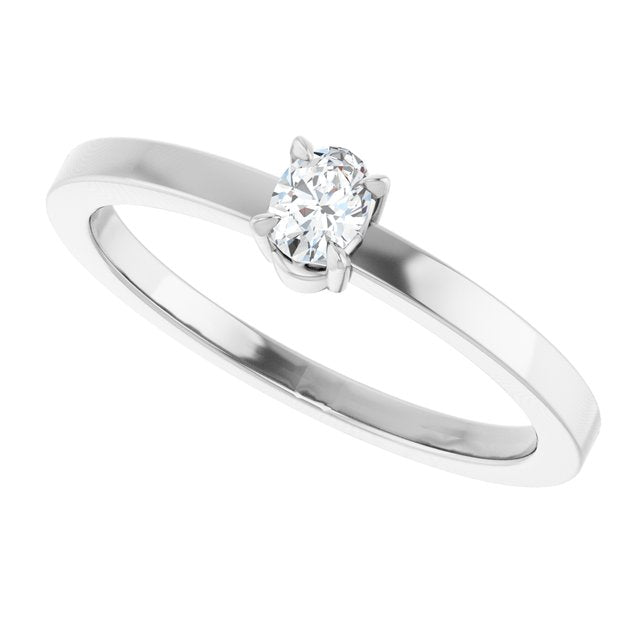 126935 / Ring / Set / 14K White / Lab-Grown Diamond / Oval / 4 X 3 Mm / Polished / 1/6 Ct Lab-Grown Diamond Solitaire Ring