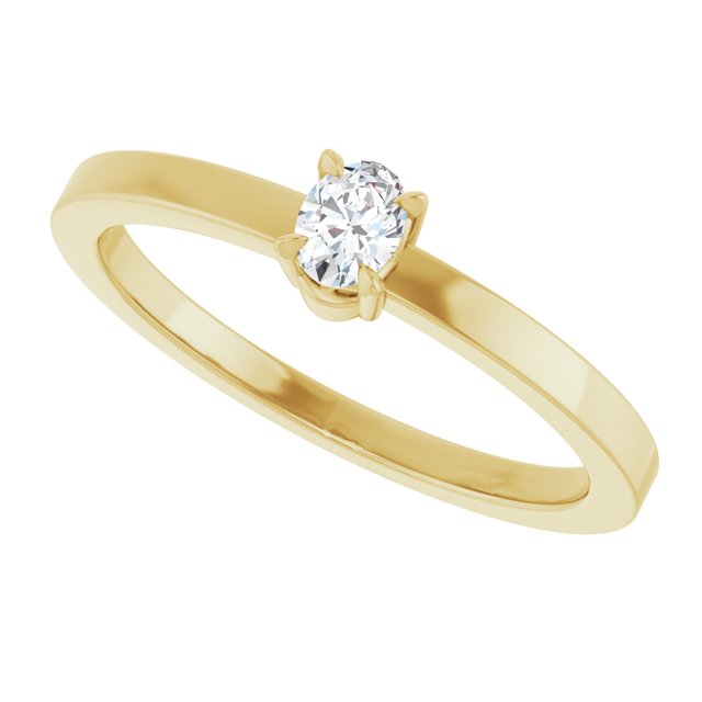 126935 / Ring / Set / 14K Yellow / Lab-Grown Diamond / Oval / 4 X 3 Mm / Polished / 1/6 Ct Lab-Grown Diamond Solitaire Ring