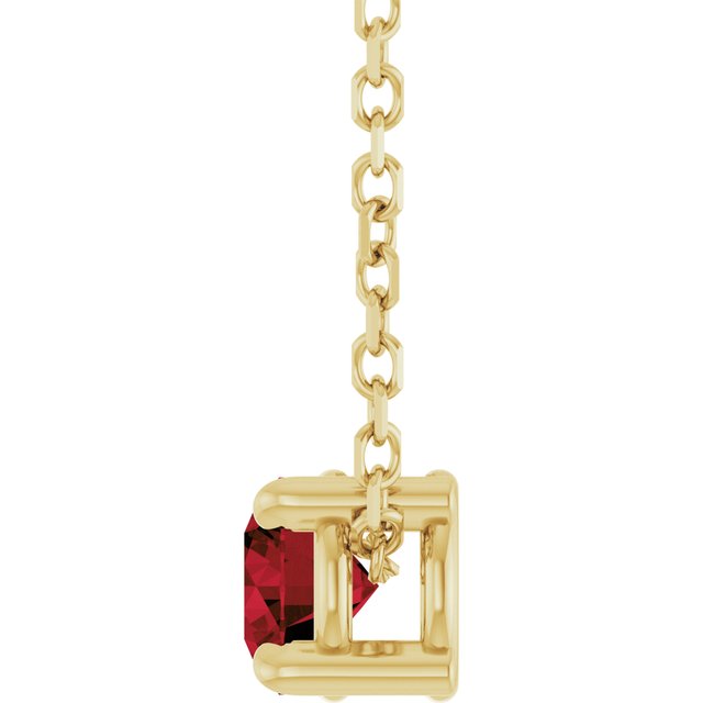 Natural Mozambique Garnet Round Solitaire Slide Necklace or Pendant in 14K Yellow Gold