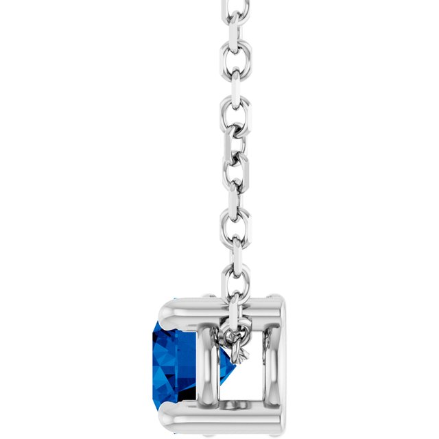 Lab-Grown Blue Sapphire Round Solitaire Slide Necklace or Pendant in Platinum