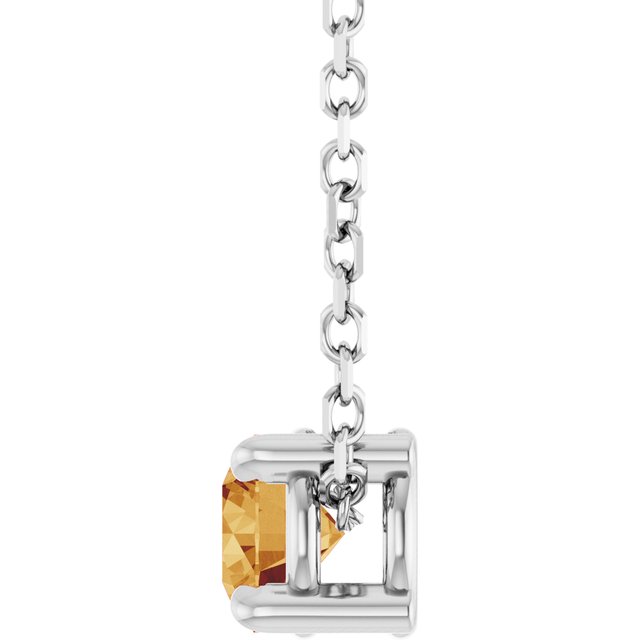 Natural Citrine Round Solitaire Slide Necklace or Pendant in 14K White Gold