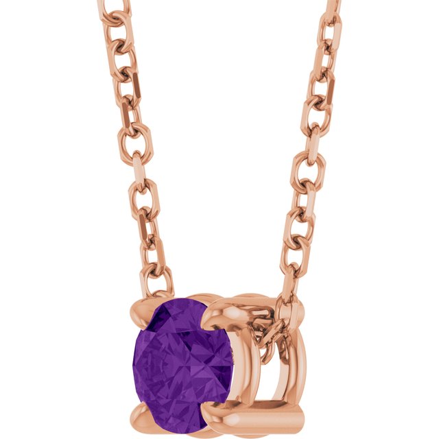 Solitaire Slide Gemstone Necklace or Pendant — 14K Rose Gold
