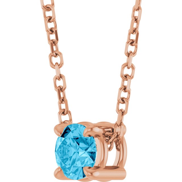 Solitaire Slide Gemstone Necklace or Pendant — 14K Rose Gold