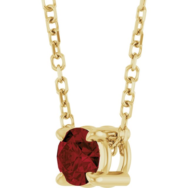 Solitaire Slide Gemstone Necklace or Pendant — 14K Yellow Gold