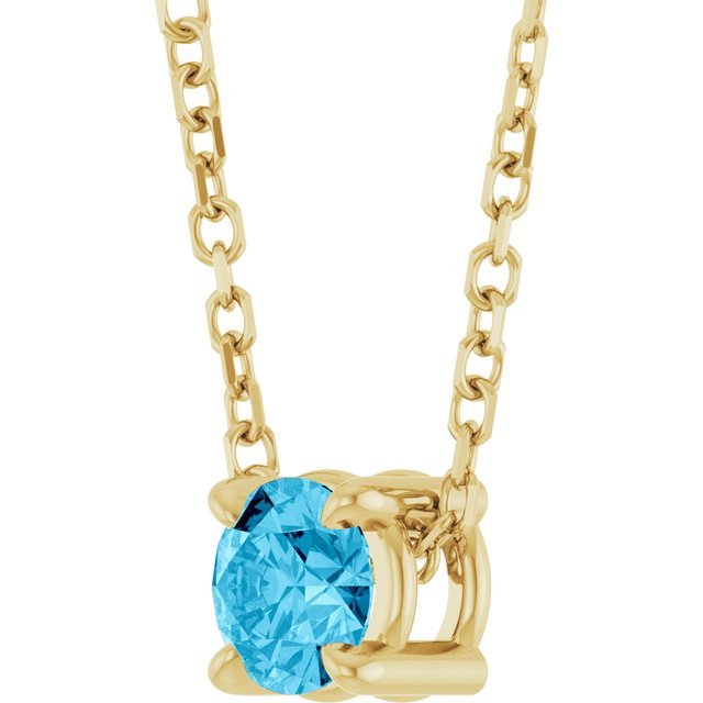 Solitaire Slide Gemstone Necklace or Pendant — 14K Yellow Gold