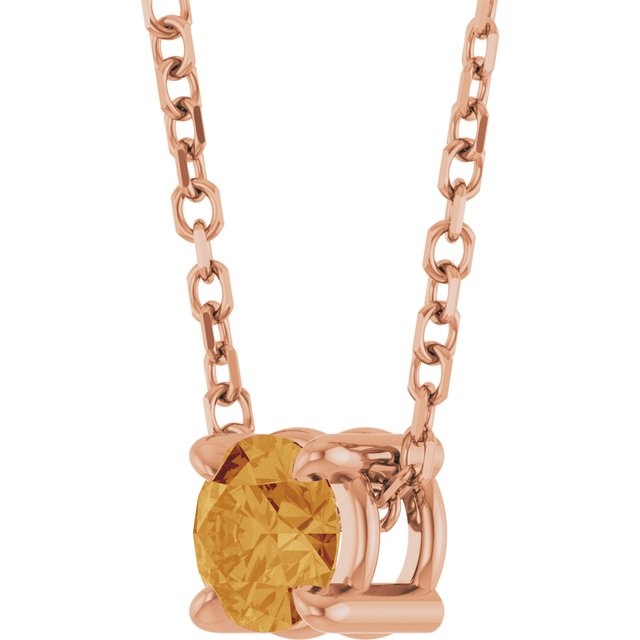 Solitaire Slide Gemstone Necklace or Pendant — 14K Rose Gold