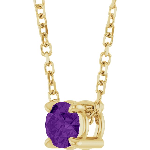 Solitaire Slide Gemstone Necklace or Pendant — 14K Yellow Gold