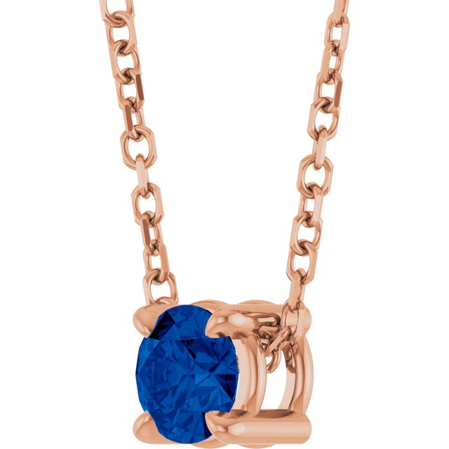 Solitaire Slide Gemstone Necklace or Pendant — 14K Rose Gold