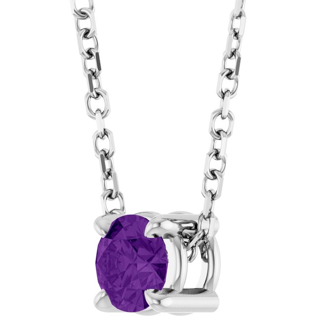 Solitaire Slide Gemstone Necklace or Pendant — 14K White Gold