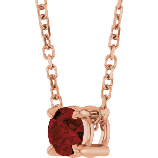 Solitaire Slide Gemstone Necklace or Pendant — 14K Rose Gold