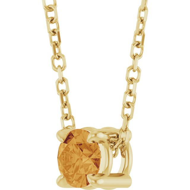 Solitaire Slide Gemstone Necklace or Pendant — 14K Yellow Gold