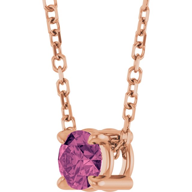 Solitaire Slide Gemstone Necklace or Pendant — 14K Rose Gold