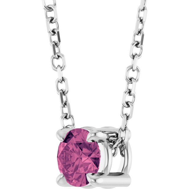 Solitaire Slide Gemstone Necklace or Pendant — 14K White Gold