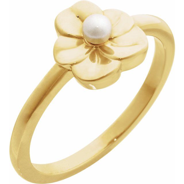 Cultured White Seed Pearl Blossom Ring