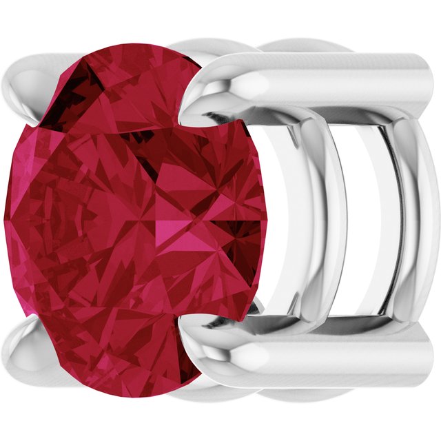 Natural Ruby Round Solitaire Slide Necklace or Pendant in Sterling Silver