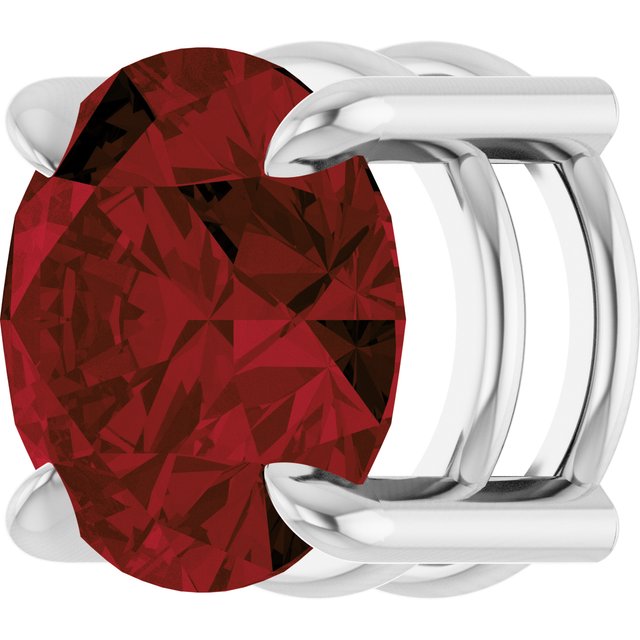 Natural Mozambique Garnet Round Solitaire Slide Necklace or Pendant in 14K White Gold