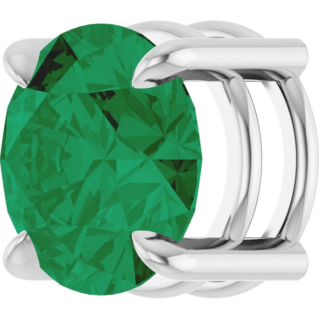 Lab-Grown Emerald Round Solitaire Slide Necklace or Pendant in 14K White Gold