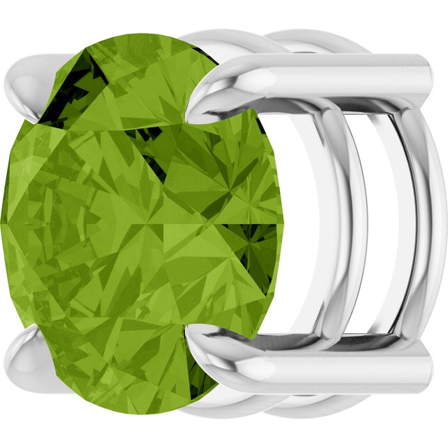 Natural Peridot Round Solitaire Slide Necklace or Pendant in 14K White Gold