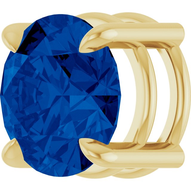 Lab-Grown Blue Sapphire Round Solitaire Slide Necklace or Pendant in 14K Yellow Gold