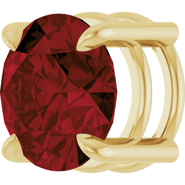 Natural Mozambique Garnet Round Solitaire Slide Necklace or Pendant in 14K Yellow Gold