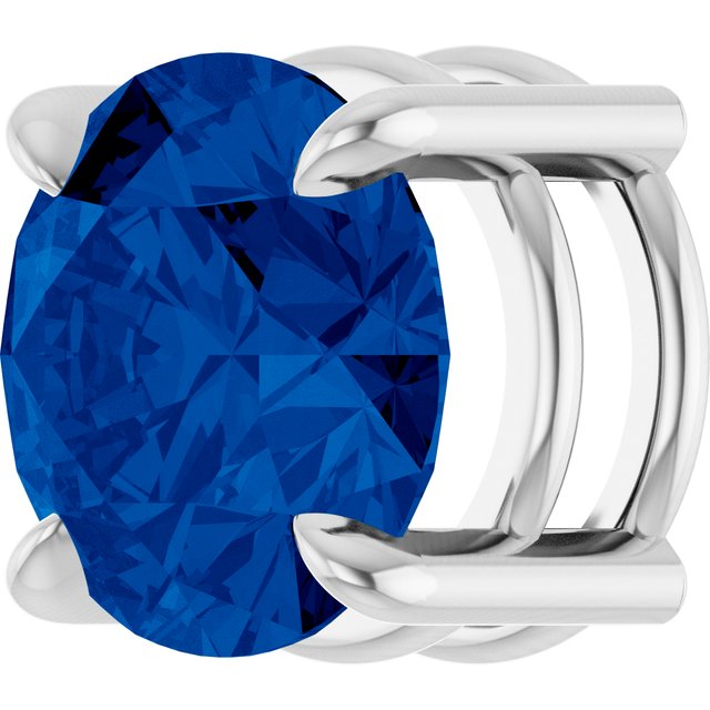 Lab-Grown Blue Sapphire Round Solitaire Slide Necklace or Pendant in Platinum