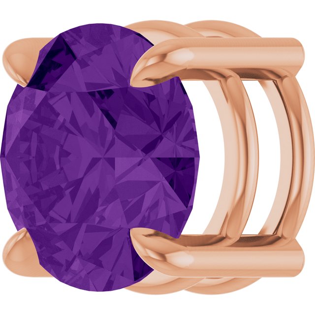 Natural Amethyst Round Solitaire Slide Necklace or Pendant in 14K Rose Gold