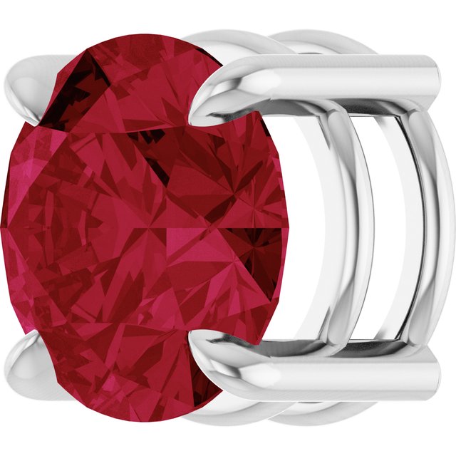 Lab-Grown Ruby Round Solitaire Slide Necklace or Pendant in Sterling Silver