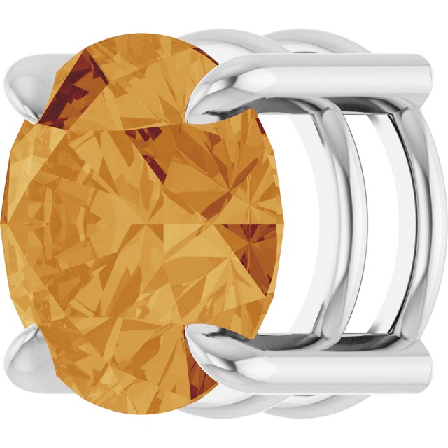 Natural Citrine Round Solitaire Slide Necklace or Pendant in 14K White Gold