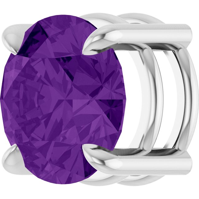 Natural Amethyst Round Solitaire Slide Necklace or Pendant in 14K White Gold