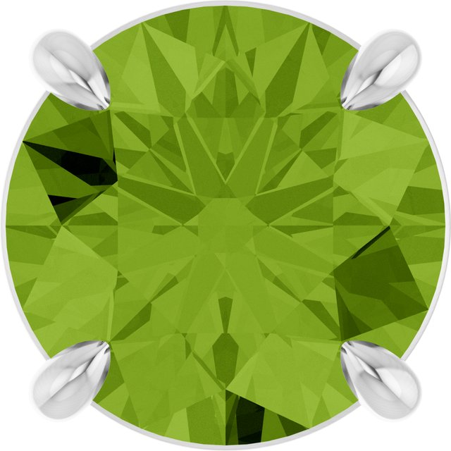Natural Peridot Round Solitaire Slide Necklace or Pendant in 14K White Gold