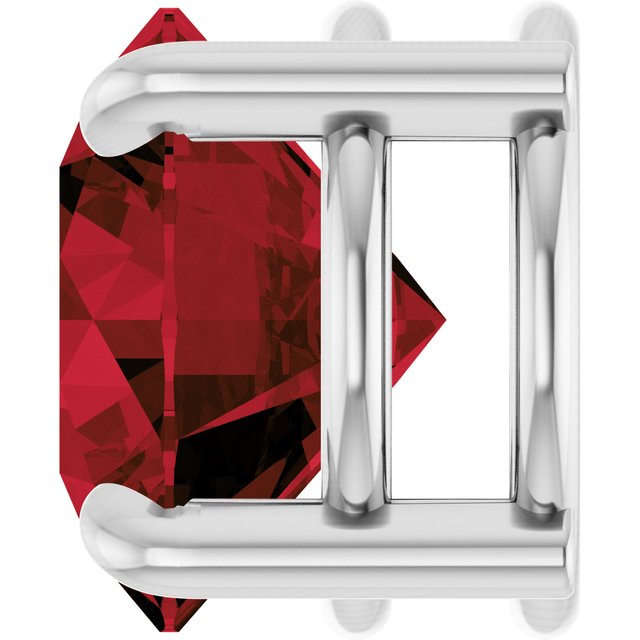 Natural Mozambique Garnet Round Solitaire Slide Necklace or Pendant in 14K White Gold