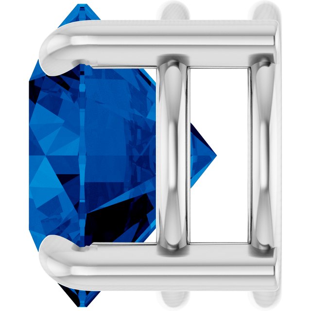 Lab-Grown Blue Sapphire Round Solitaire Slide Necklace or Pendant in Platinum