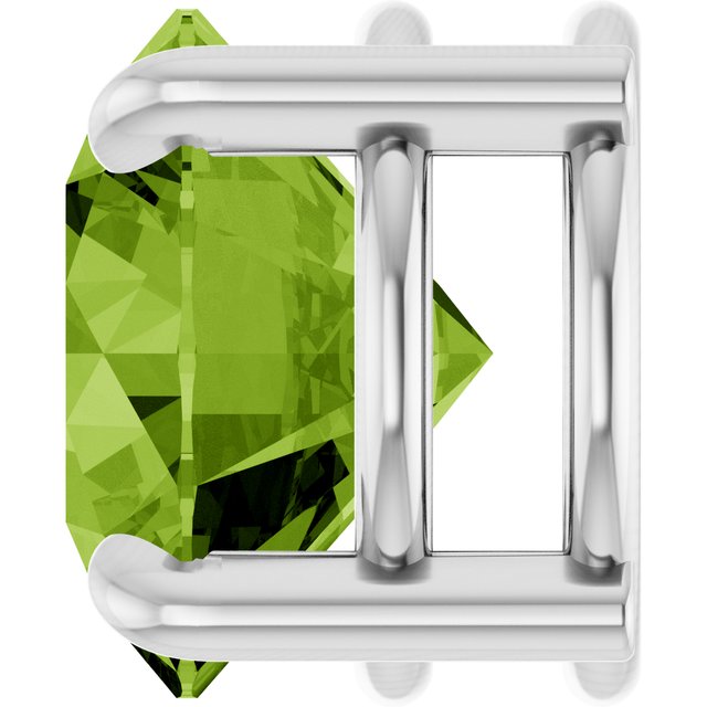 Natural Peridot Round Solitaire Slide Necklace or Pendant in 14K White Gold