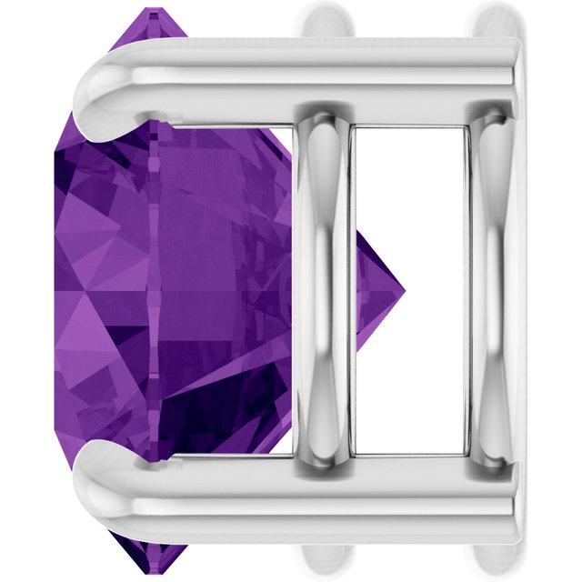 Natural Amethyst Round Solitaire Slide Necklace or Pendant in 14K White Gold
