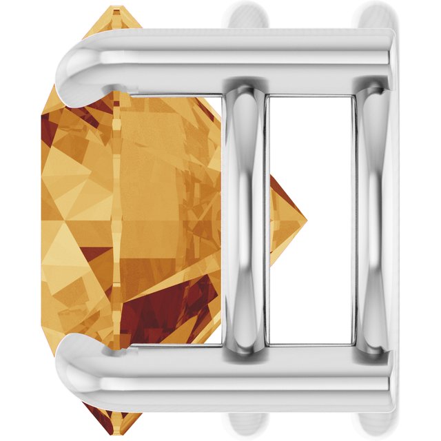 Natural Citrine Round Solitaire Slide Necklace or Pendant in 14K White Gold